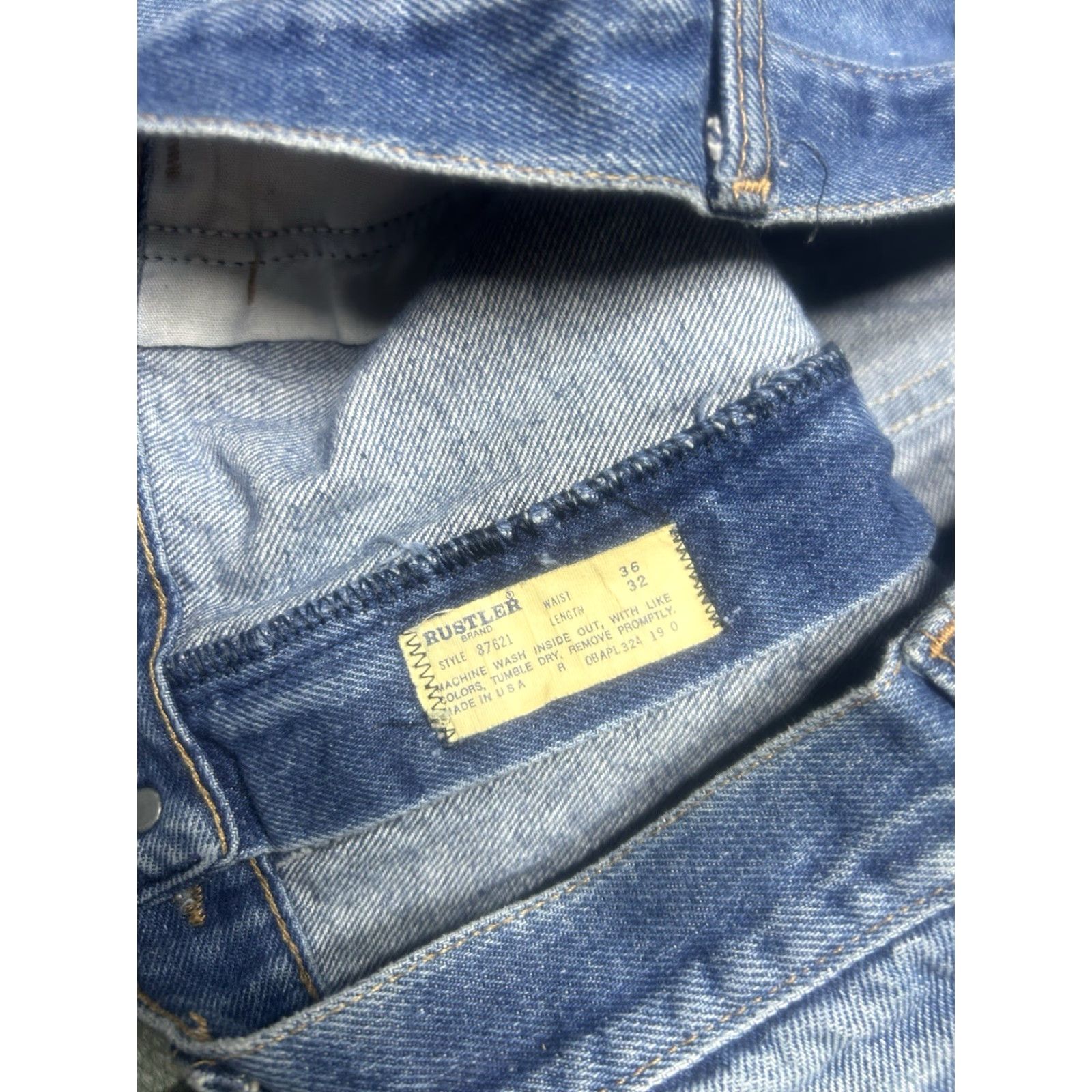 Denime VINTAGE Rustler Denim Jeans Straight USA 34x31 Men Blue 70s 80s Size US 34 / EU 50 - 7 Thumbnail