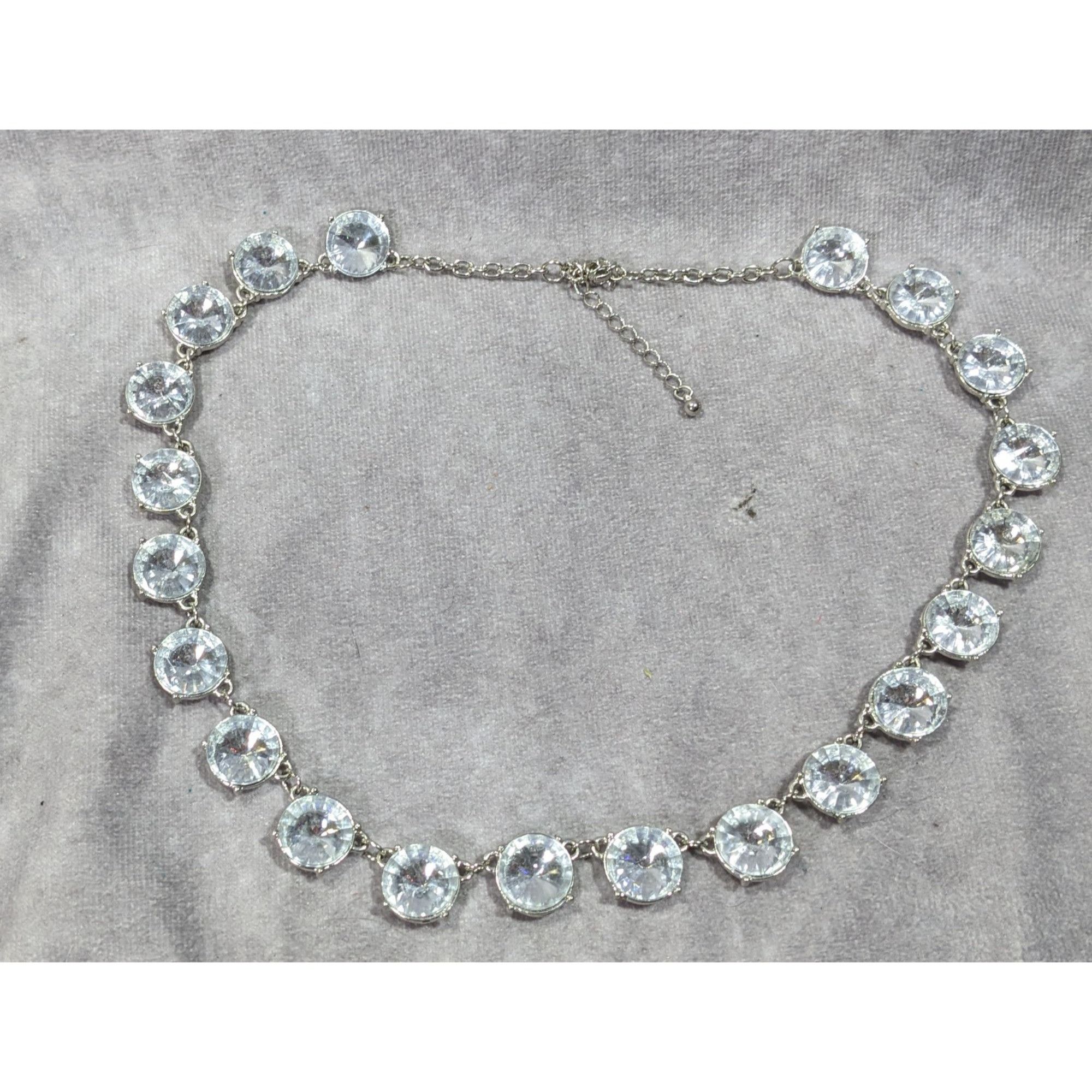 Other Vintage Art Deco Style Crystal Glass Studded Silver Tone Nec Size ONE SIZE - 5 Thumbnail