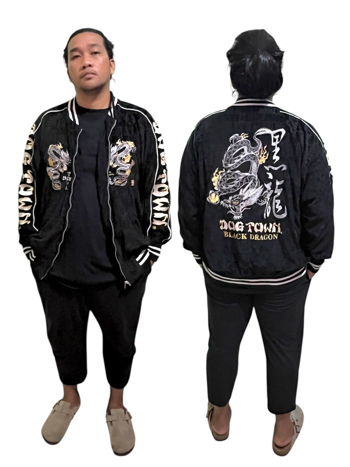 Dogtown Rare DOGTOWN Embossed Velvet Fabric Black Dragon Embroidery Size US XL / EU 56 / 4 - 15 Thumbnail