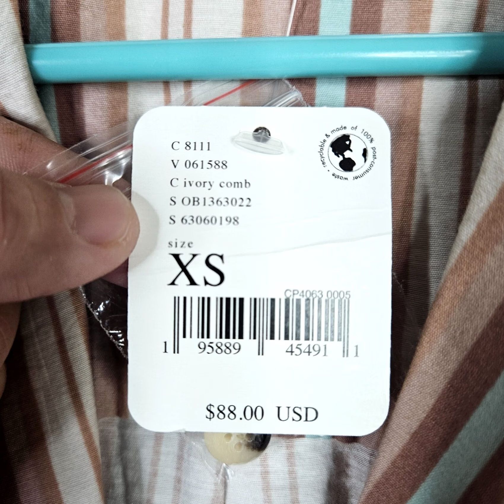 Free People Free People Ivory Comb Stripes Button Up Short Sleeve Shirt XS Regular Womens Sprized? Size XS / US 0-2 / IT 36-38 - 3 Thumbnail