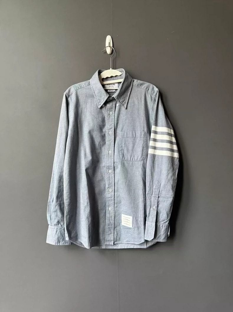 Thom Browne Thom Browne Blue sleeve-labeled shirt 2505-Nextarrow Size US M / EU 48-50 / 2 - 1 Thumbnail