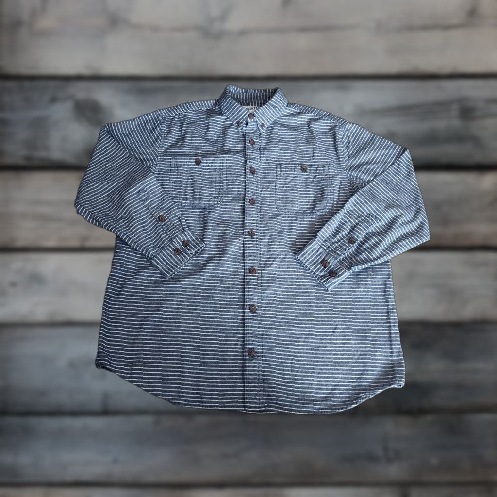 Duluth Trading Company VINTAGE Duluth Trading Co Men’s Flannel Shirt XL Tall Blue Striped Casual Workwear Long Sleeve Size US XL / EU 56 / 4 - 1 Thumbnail