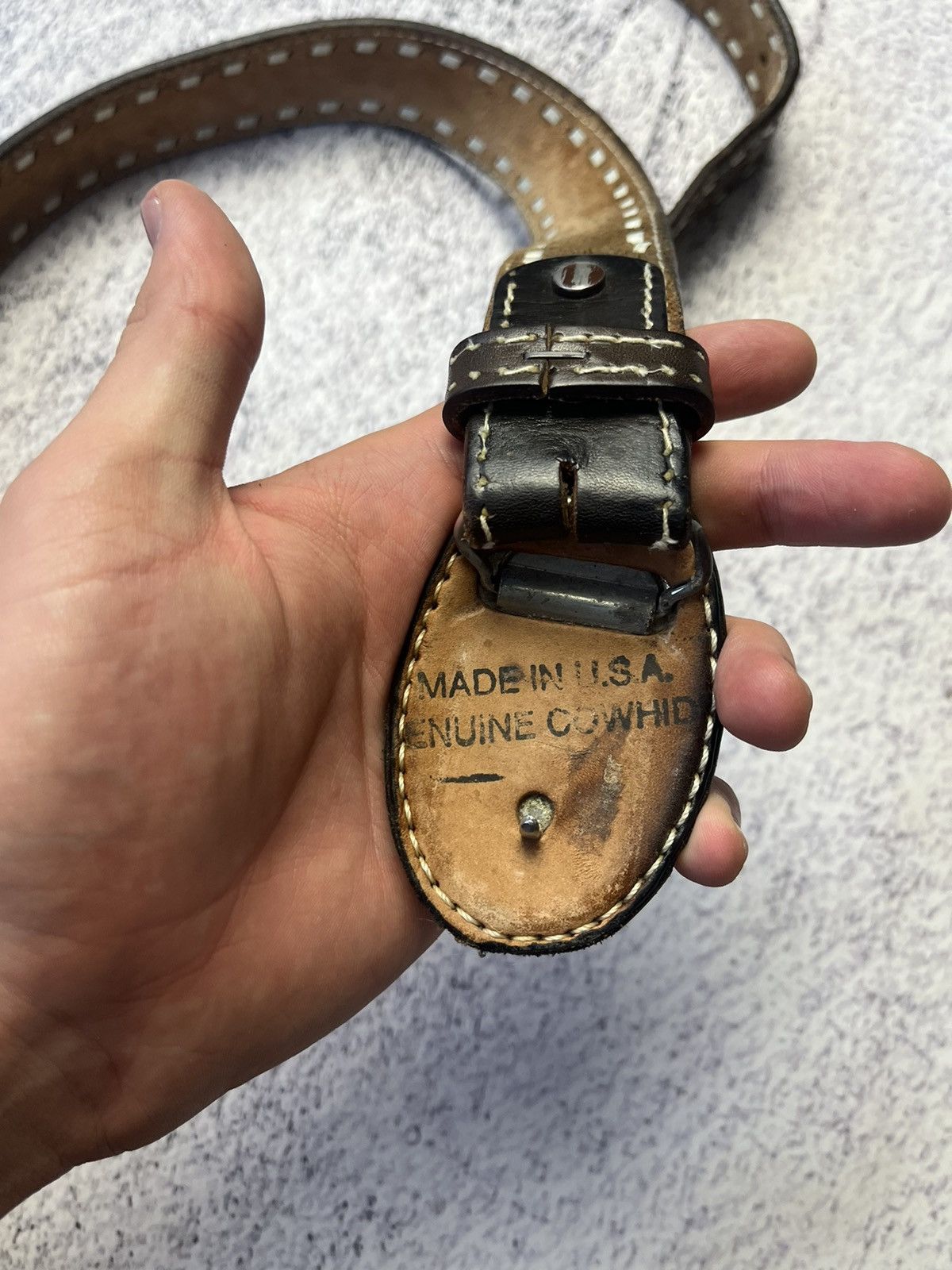 Leather Men’s Vintage Leather Belt Y2K Size ONE SIZE - 10 Thumbnail