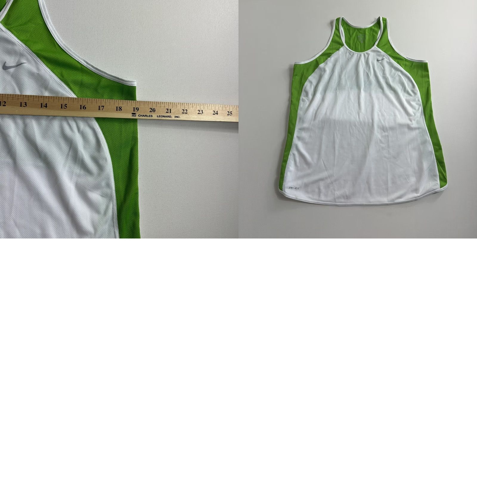Nike Nike DRI-Fit Womens Racerback Athletic White Green Tank Top XL Sleeveless Size XL / US 12-14 / IT 48-50 - 8 Thumbnail