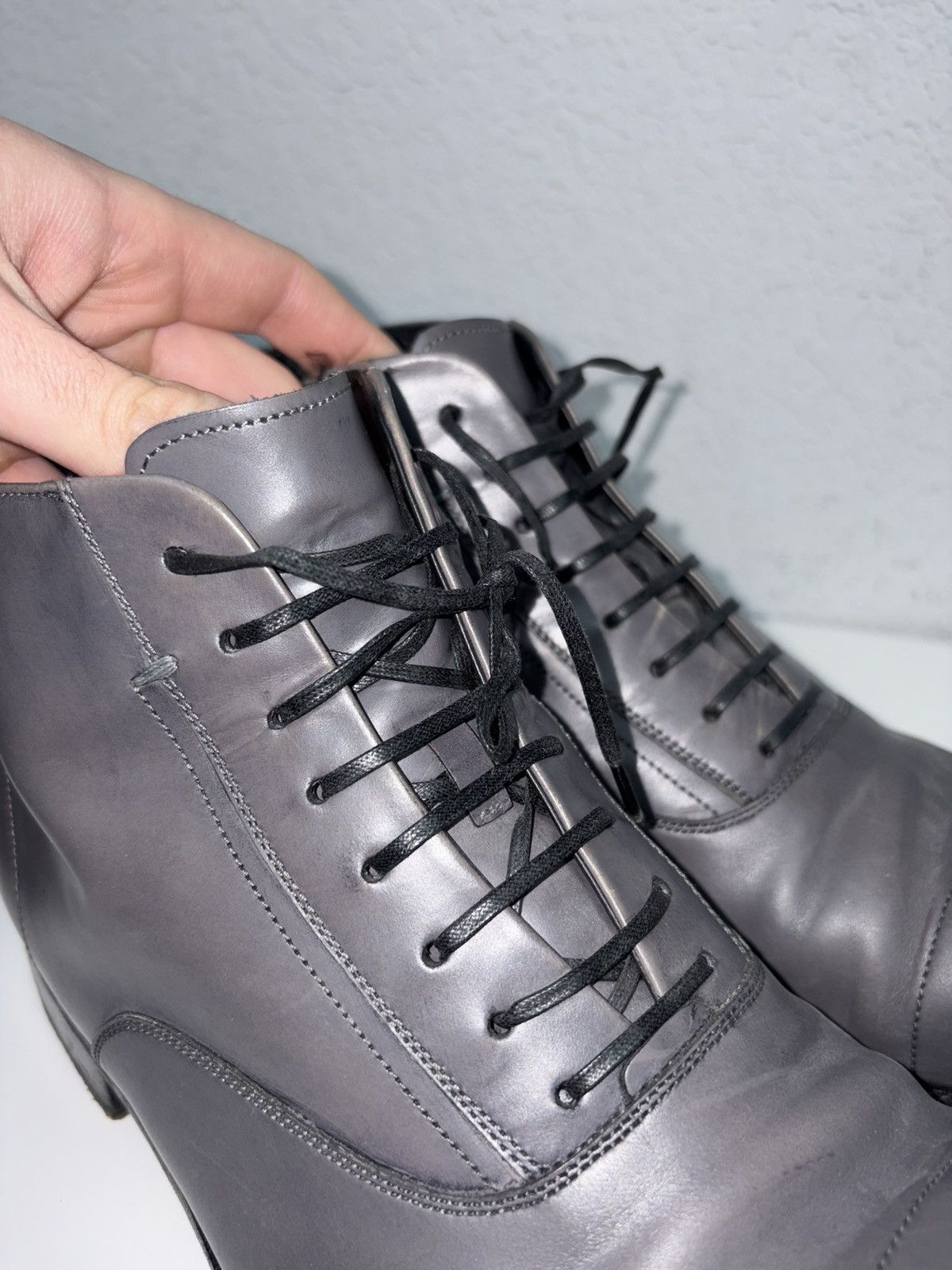 Salvatore Ferragamo Salvatore Feragamo Classic Distressed Leather Black Boots Size US 9.5 / EU 42-43 - 11 Thumbnail