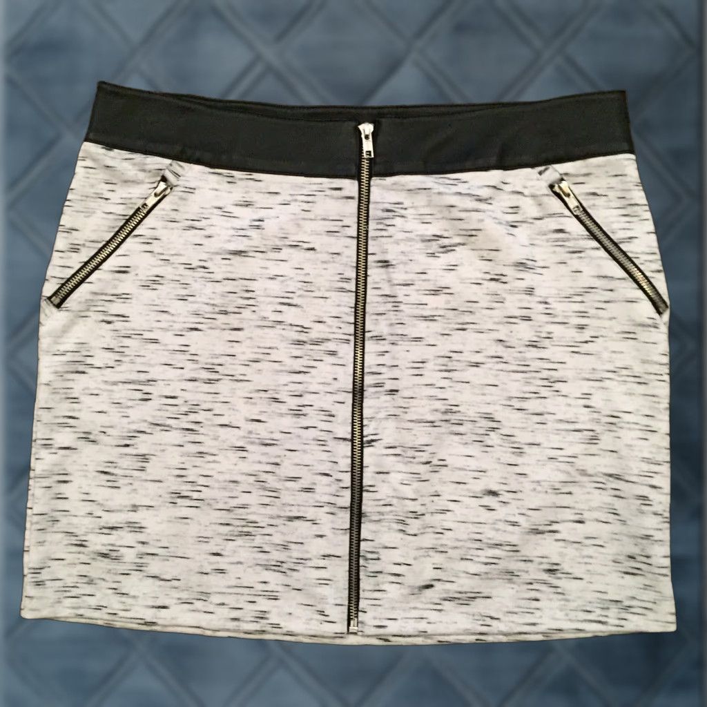 Vintage Rock & Republic Skirt L Women Short Pencil Gray Unlined Zipper Polyester Spandex Vintage: No Regular Size 36" / US 14 / IT 50 - 1 Thumbnail
