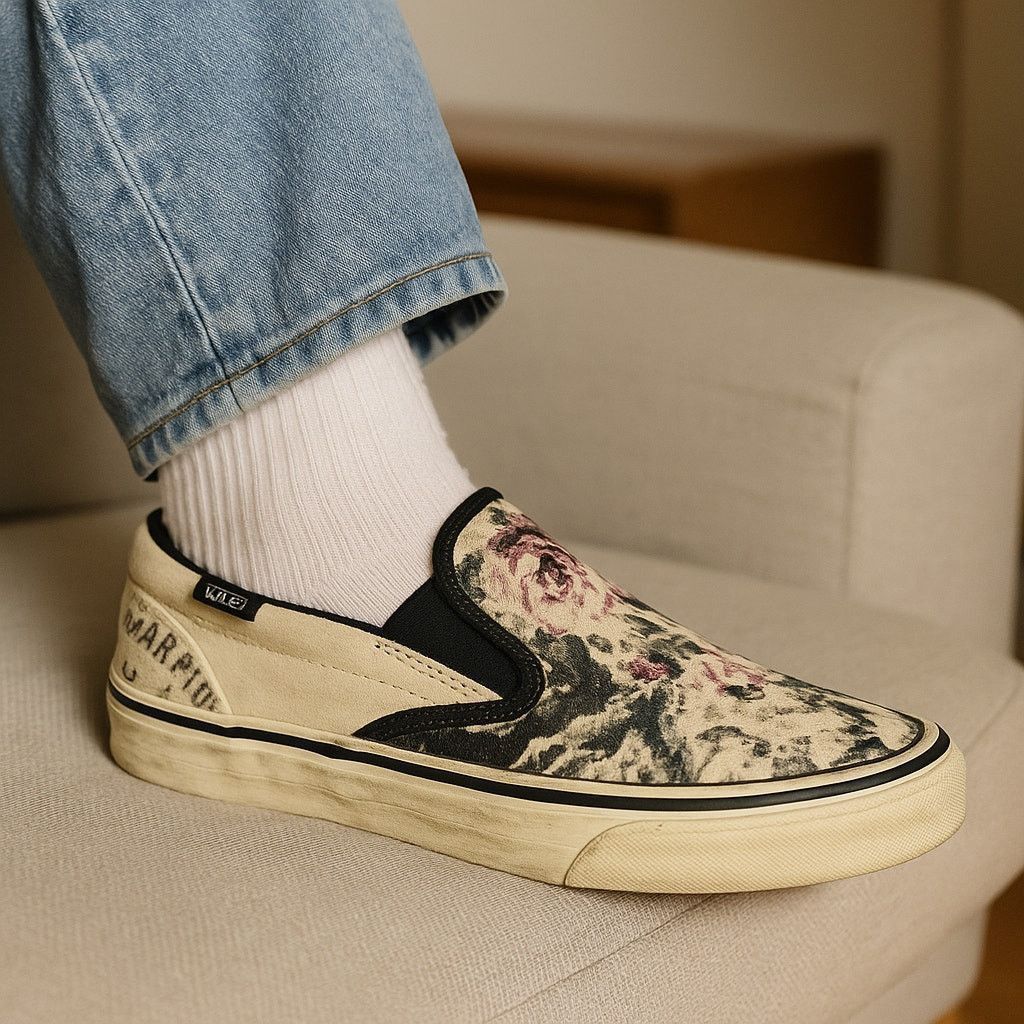 Converse Distressed Butterfly Print Converse Slip-On Sneakers 7.5 Size US 7.5 / IT 37.5 - 1 Thumbnail