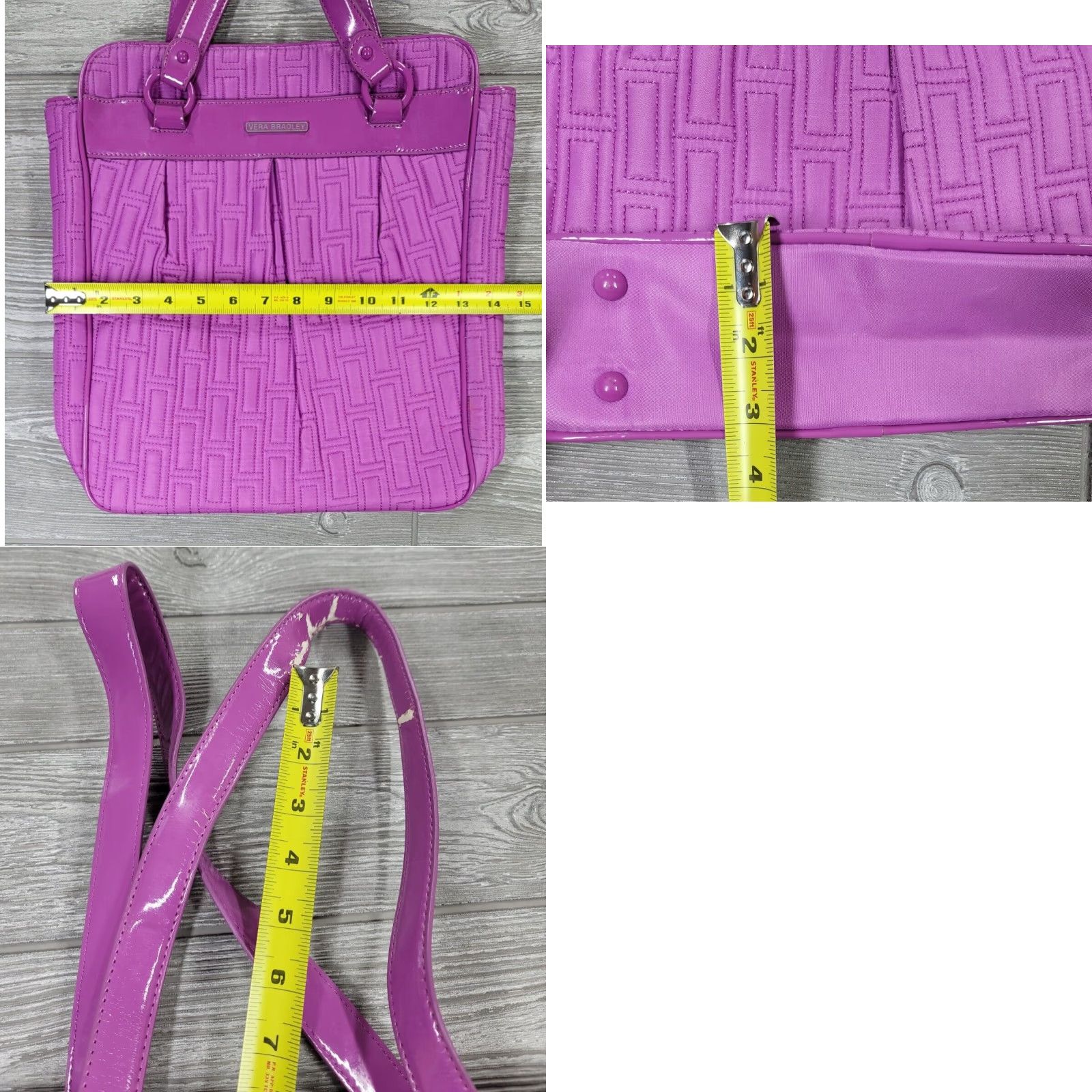 Vera Bradley Vera Bradley Quilted Purple Nylon Patent Leather Women’s Tote Bag Size ONE SIZE - 8 Thumbnail