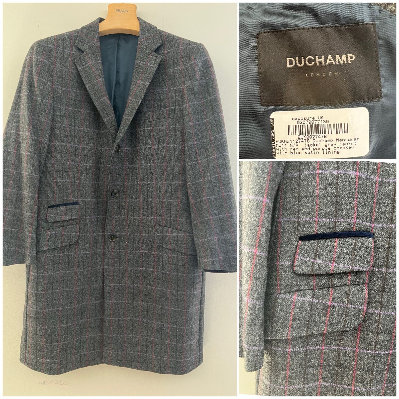 Duchamp Duchamp Lambswool Plaid Overcoat Satin Lining Size 40 Size US M / EU 48-50 / 2 - 1 Thumbnail