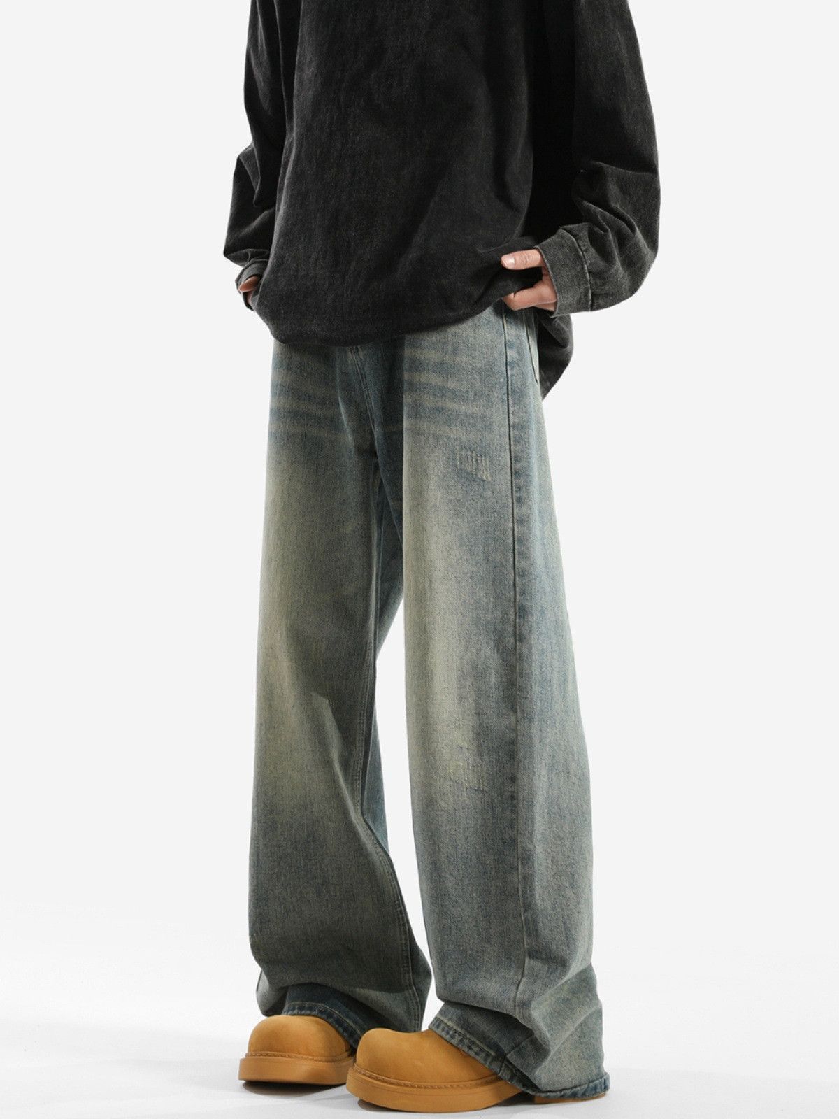 Vintage American retro washed distressed jeans for men Size US 32 / EU 48 - 2 Thumbnail