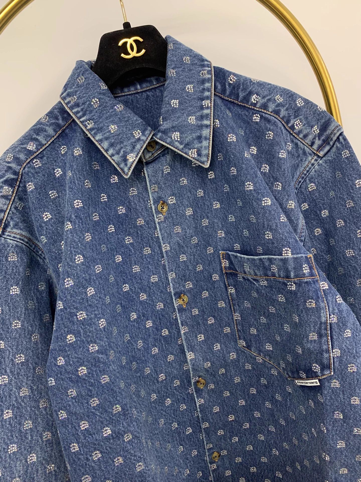 Alexander Wang Alexander Wang Blue Crystal Logo Overshirt XS Unisex Size US XS / EU 42 / 0 - 2 Thumbnail