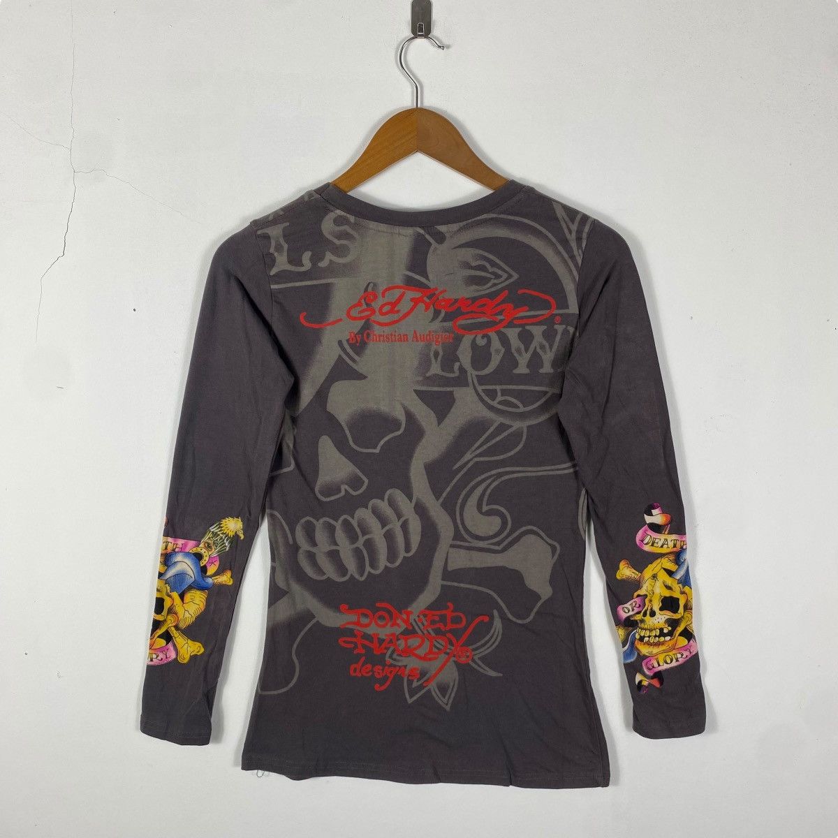 Ed Hardy ED HARDY Tattoo Full Print Women Long Sleeve Tee Shirt Size US M / EU 48-50 / 2 - 4 Thumbnail
