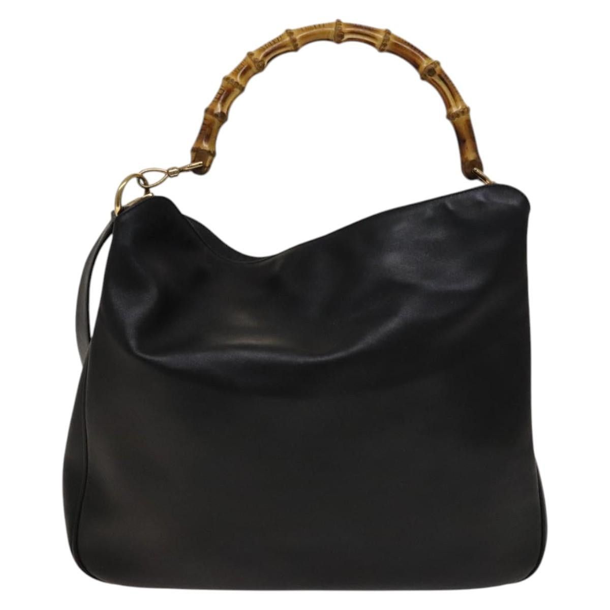 Gucci GUCCI Bamboo Shoulder Bag Leather Black Gold 001 1998 001 Size ONE SIZE - 3 Thumbnail