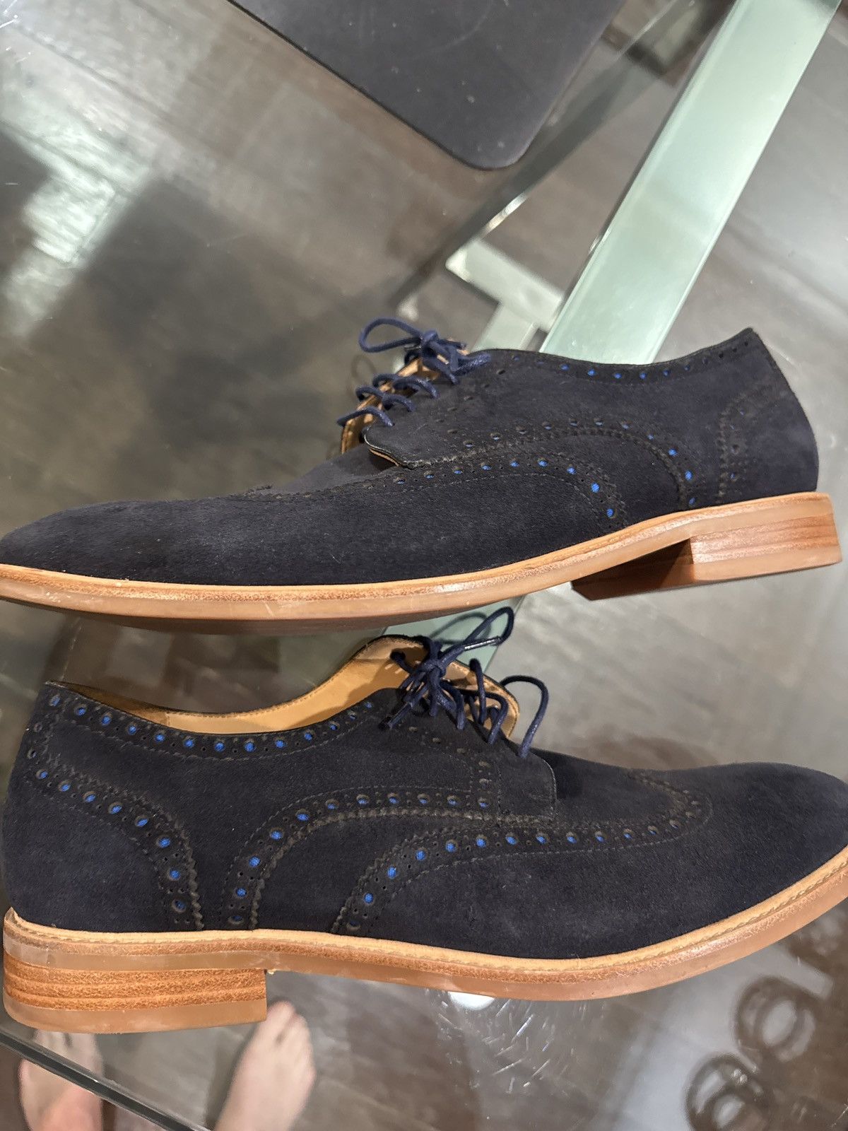 Warfield & Grand Warfield & Grand Blue Suede Wingtip sz 10 Size US 10 / EU 43 - 6 Thumbnail