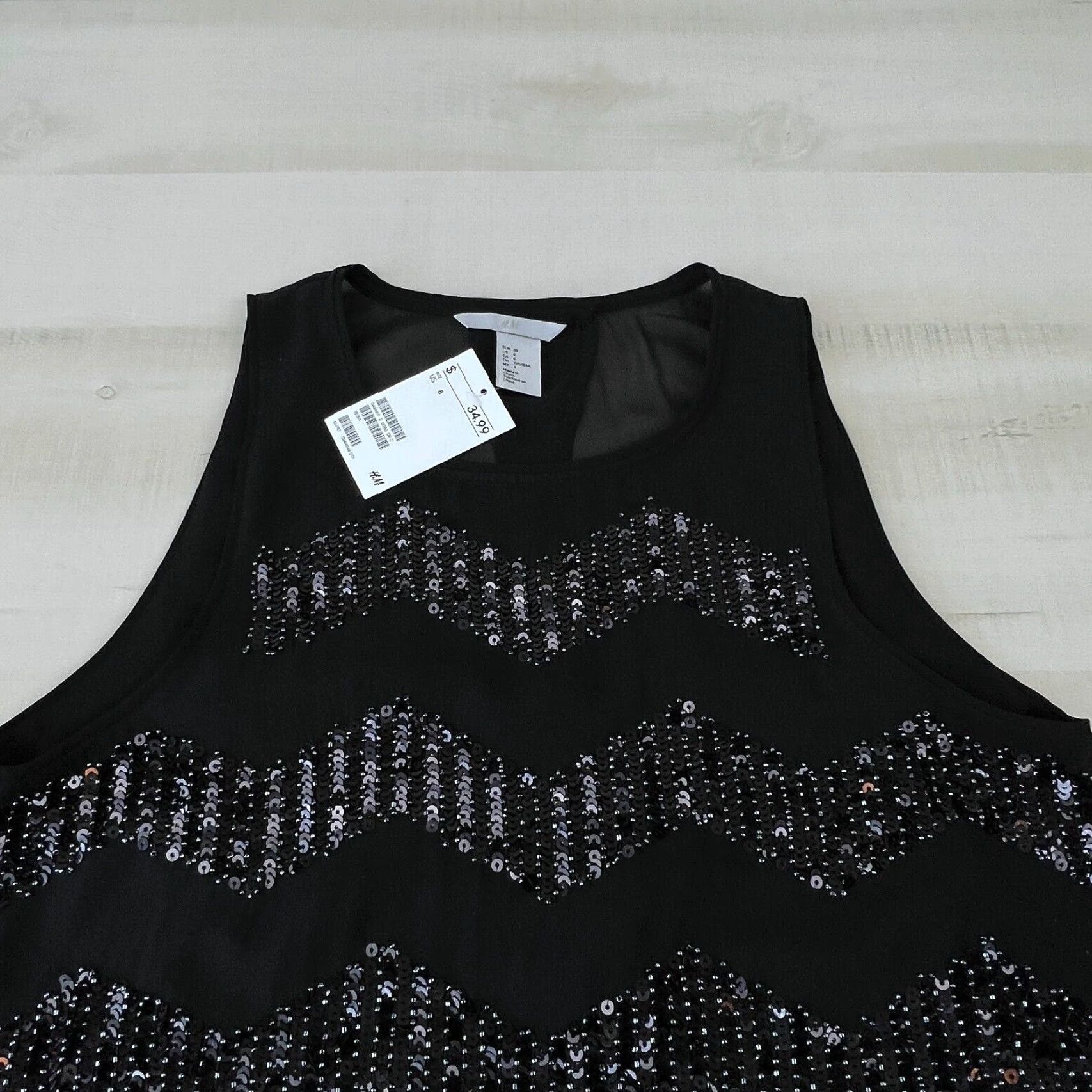 H&M H&M Womens Black Sequin Sleeveless Blouse Top 8 Regular Size M / US 6-8 / IT 42-44 - 2 Thumbnail