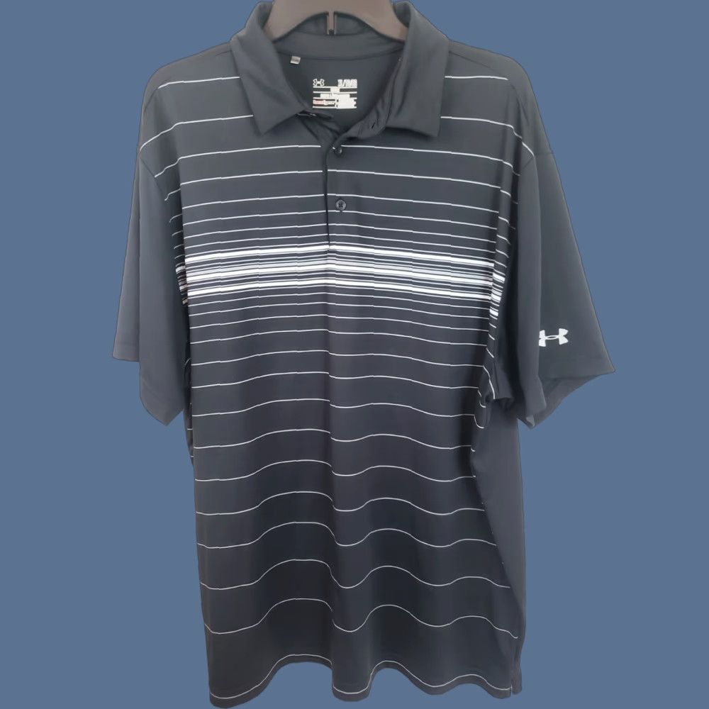 Under Armour Under Armour HeatGear Polo Shirt Mens XL Black White Chest Stripes Short Sleeve Golf Shirt Size US XL / EU 56 / 4 - 1 Thumbnail
