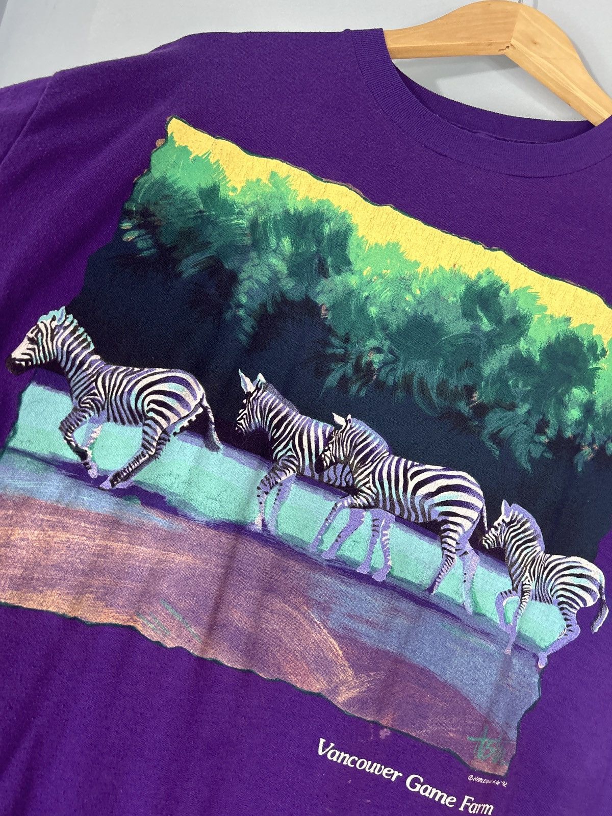 Vintage Vintage 1992 Harlequin Nature Graphics Zebra Tee Size US L / EU 52-54 / 3 - 4 Thumbnail