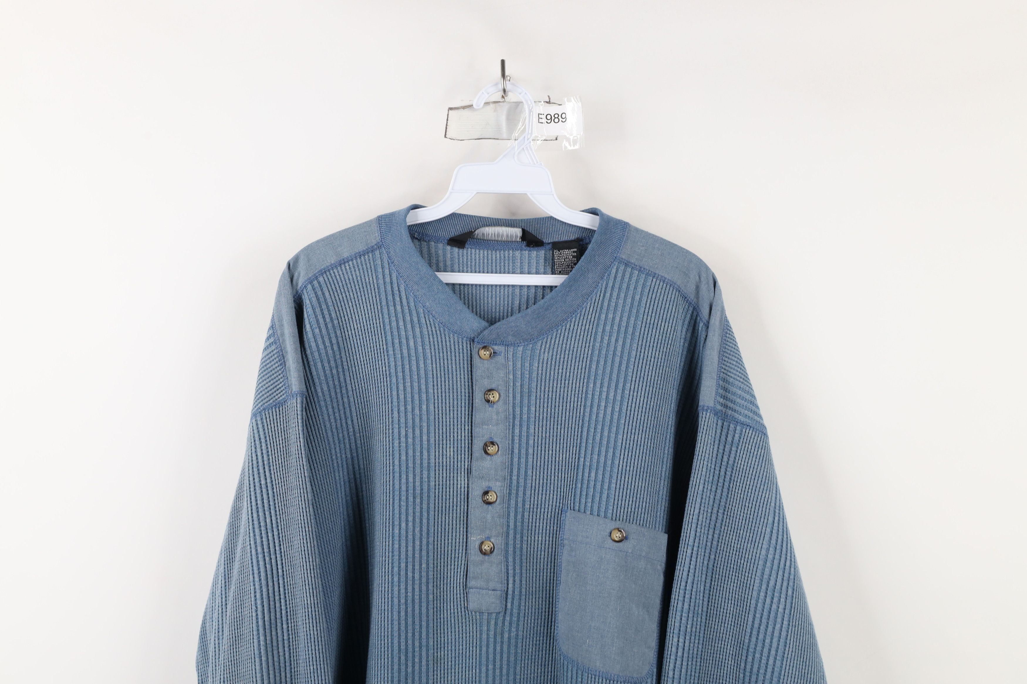 Vintage Vintage 90s Streetwear Ribbed Long Sleeve Henley T-Shirt Size US XL / EU 56 / 4 - 2 Thumbnail