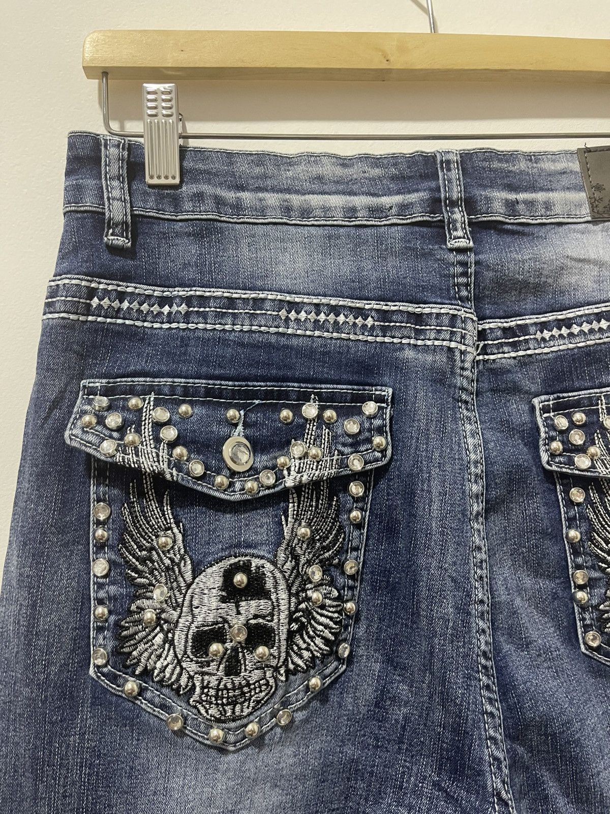 Hysteric Glamour Rare Vintage SKY Skull Wings Embroidered Flare Denim Size US 30 / EU 46 - 6 Thumbnail