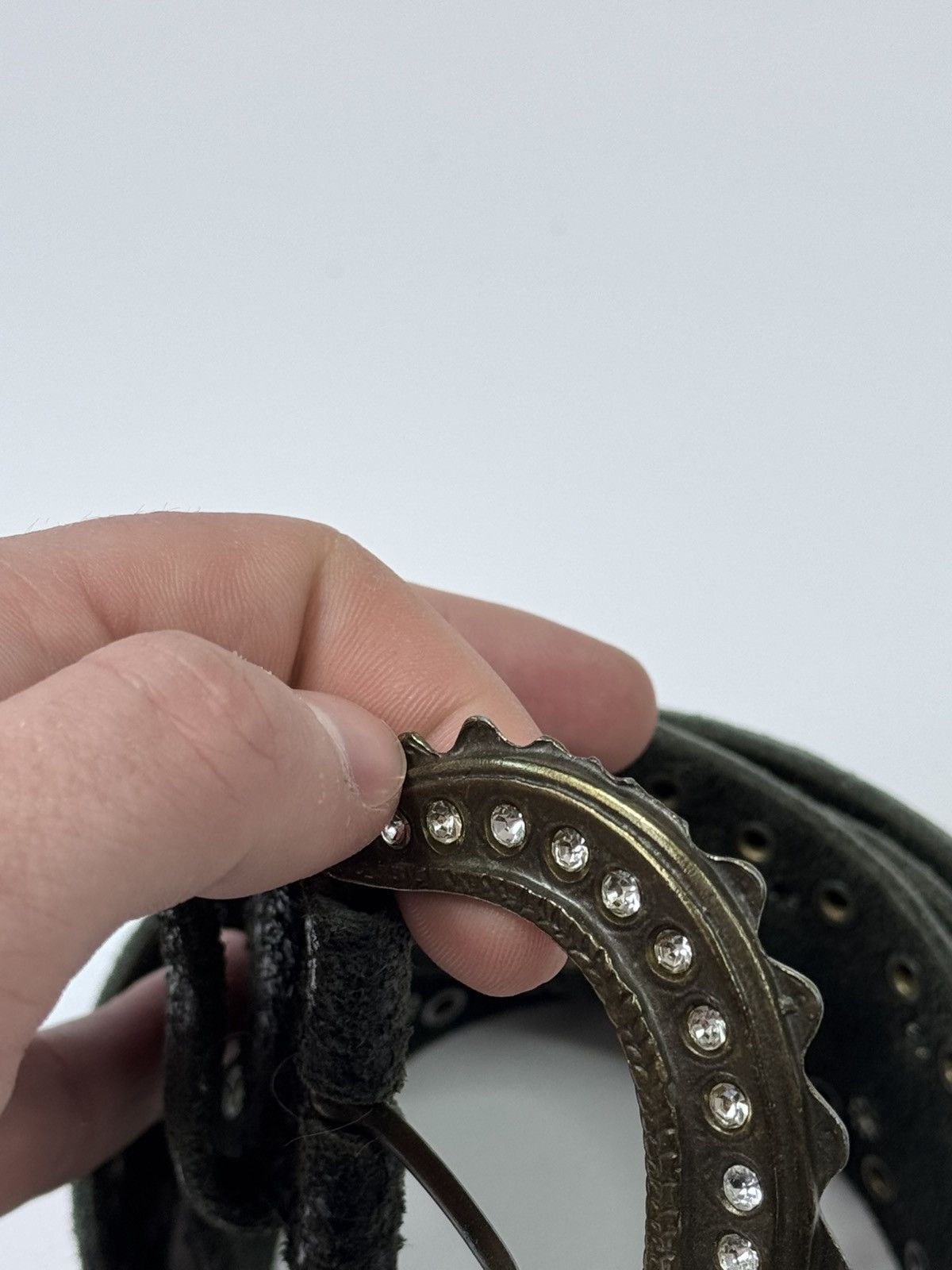 Other Y2K Rhinestone Embellished Leather Belt Size ONE SIZE - 3 Thumbnail