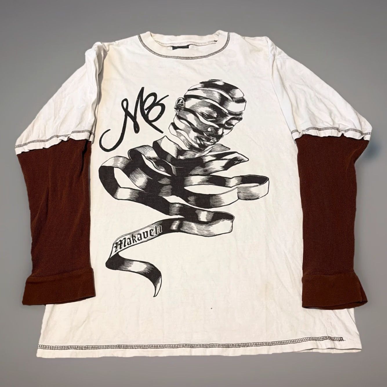 Vintage VINTAGE Makaveli Tupac Shakur Portrait Long Sleeve T-Shirt Medium White Oversized Mens Size US M / EU 48-50 / 2 - 2 Thumbnail