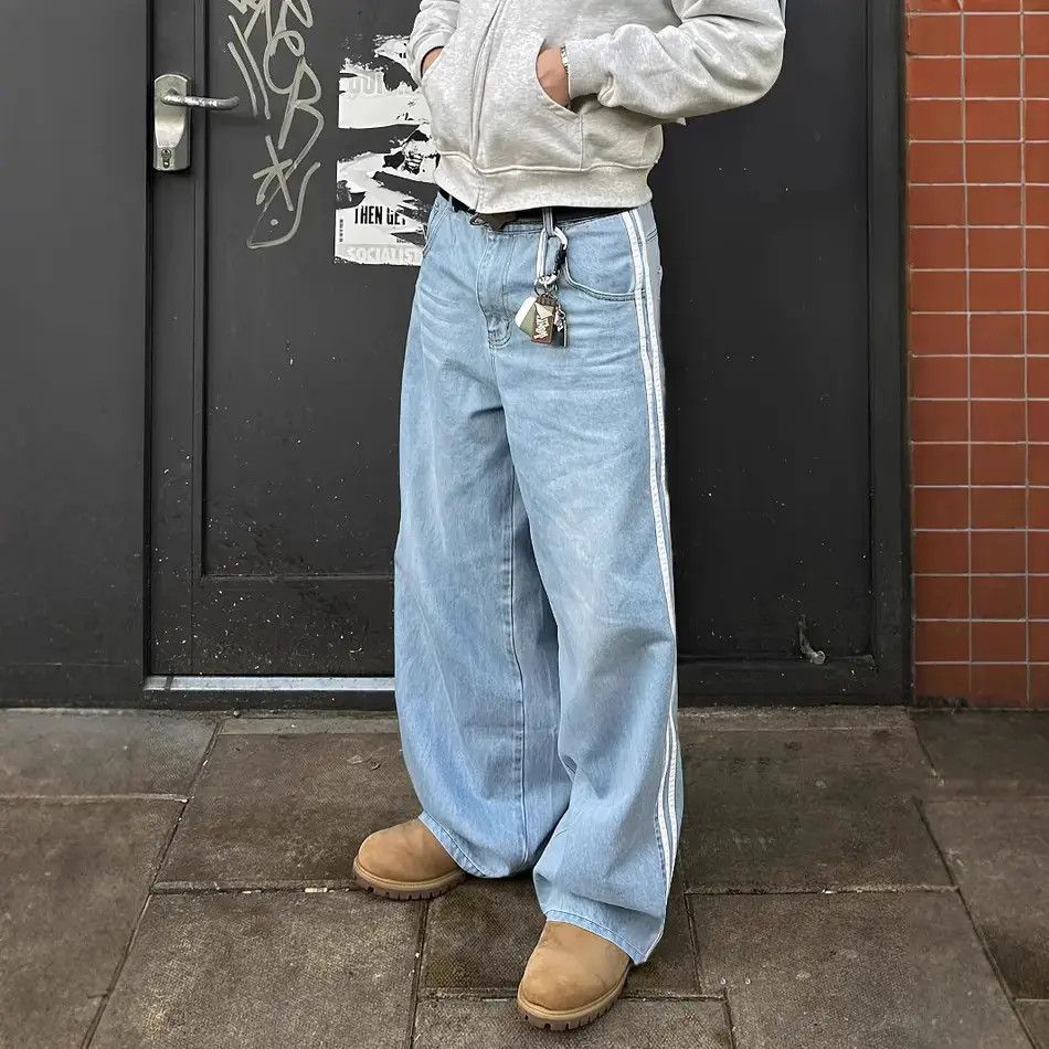 Japanese Brand Retro hip-hop loose striped wide leg jeans Size US 32 / EU 48 - 3 Thumbnail