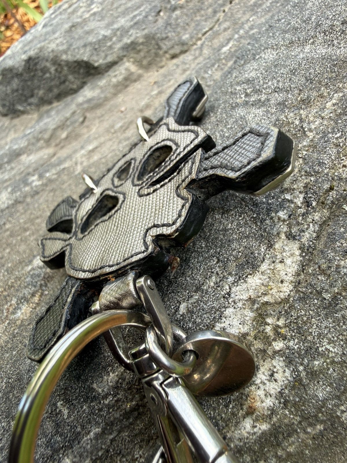 Prada Prada Orc Ogre Leather Metal Bag Charm Key Holder In Grey Size ONE SIZE - 6 Thumbnail