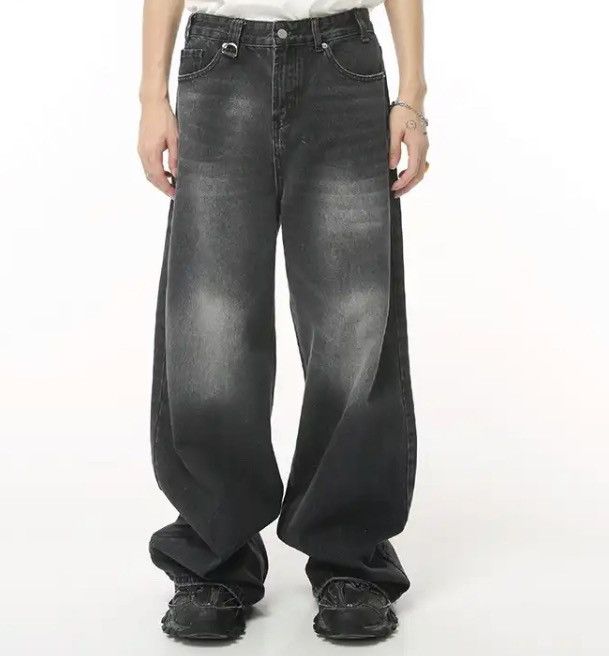 Image of Distressed Denim Baggy Vintage Faded Skater Denim in Black, Men's (Size 30)