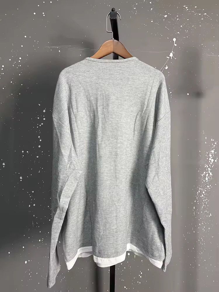Japanese Brand Double Layer Patchwork Round Collar Long Sleeve Tee Size US XL / EU 56 / 4 - 4 Thumbnail