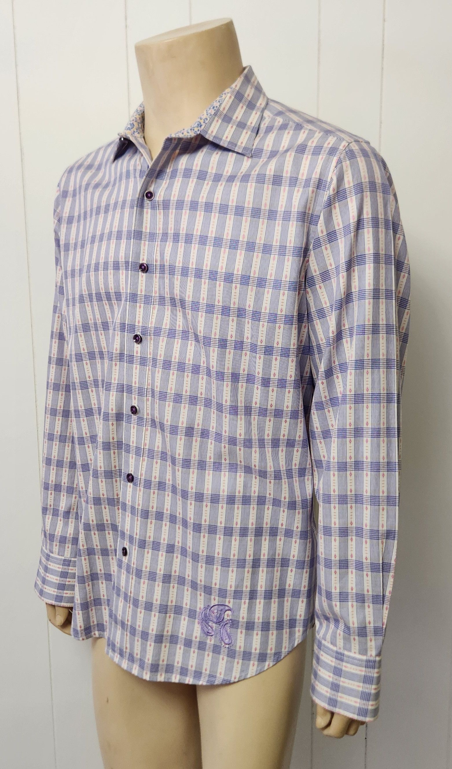 Robert Graham Robert Graham shirt L men's purple plaid cotton Size US L / EU 52-54 / 3 - 2 Thumbnail