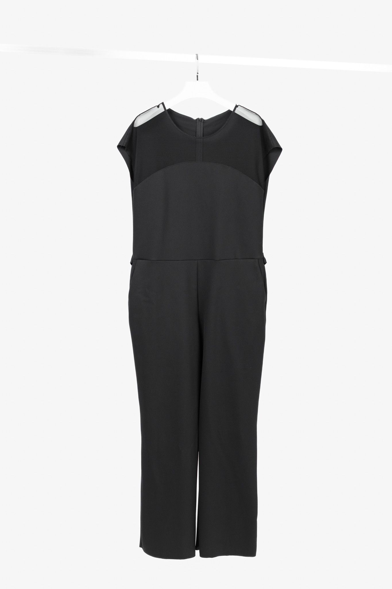 Marie Saint Pierre Marie Saint Pierre Black Neoprene Mesh-Trim Jumpsuit Size 38" / US 16 / IT 52 - 1 Thumbnail