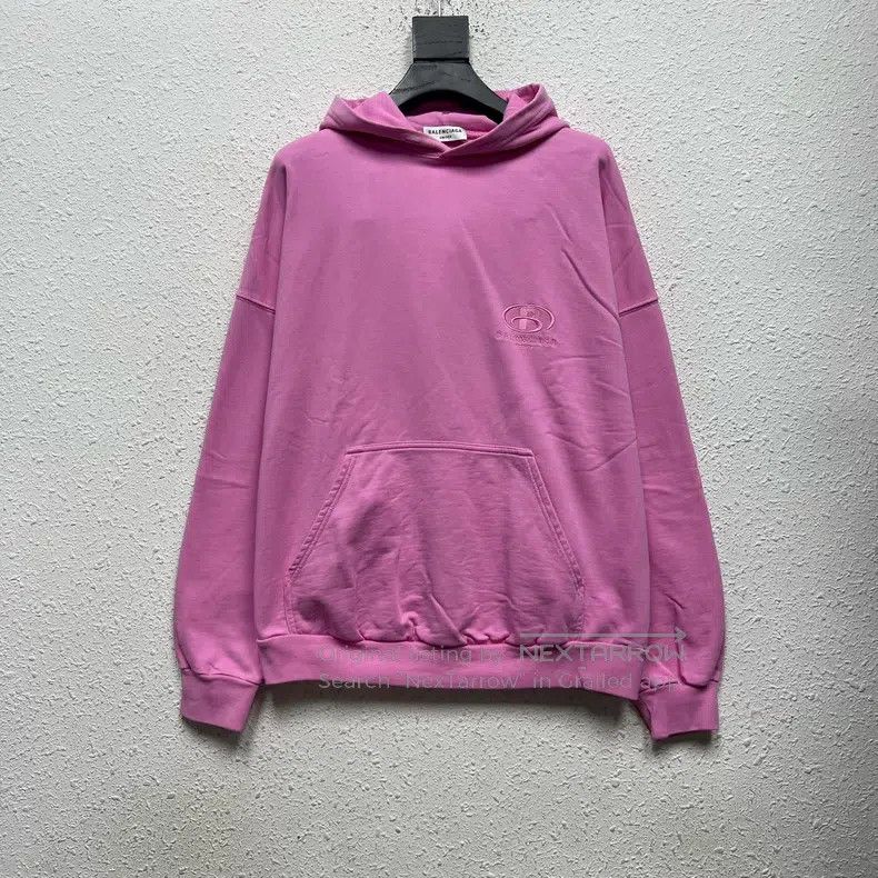 Balenciaga Balenciaga Pink Embroidered Front and Back Hoodie Size US M / EU 48-50 / 2 - 1 Thumbnail