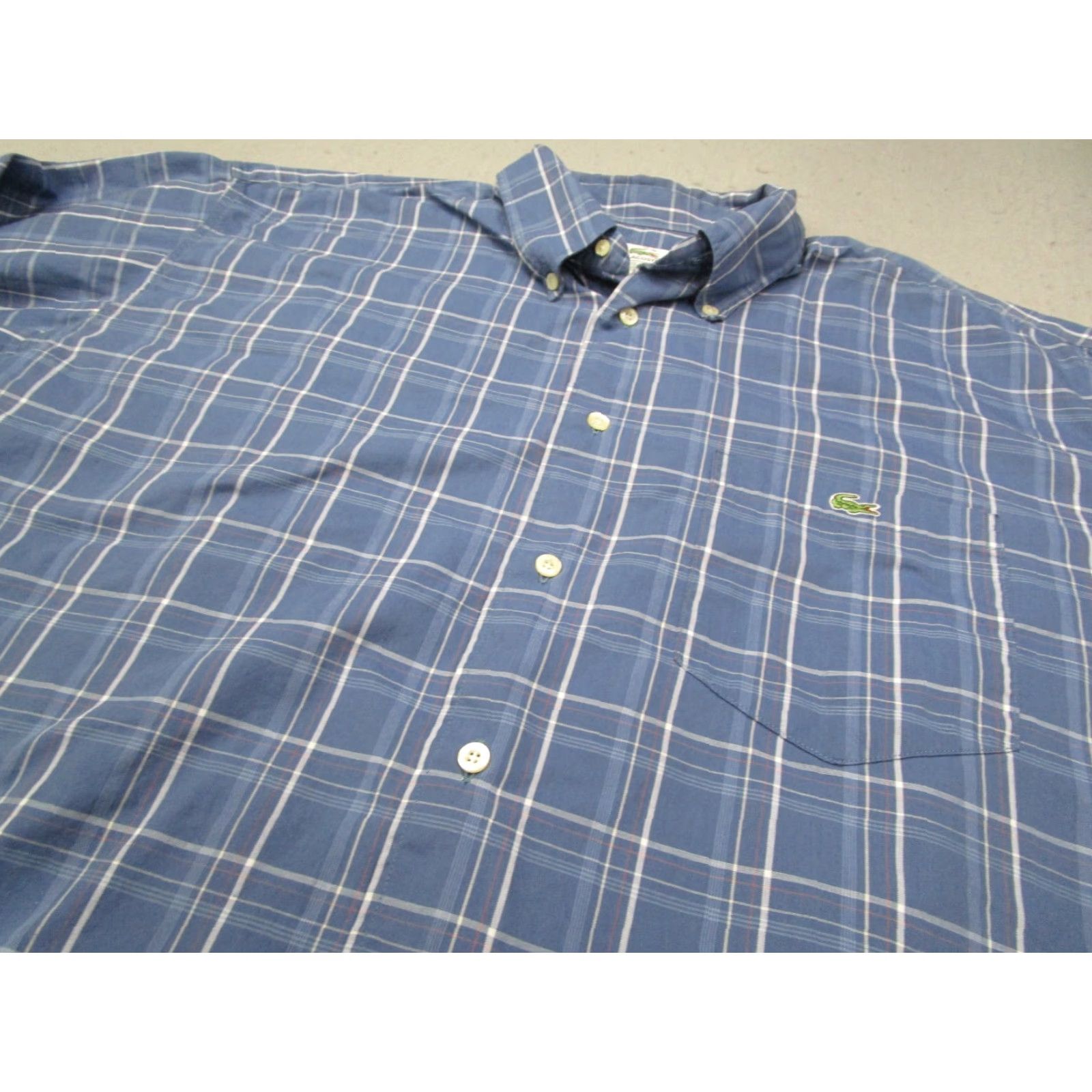 Lacoste VINTAGE Lacoste Shirt Men XL Blue Check Long Sleeve Button Down Casual Cotton Made in France Size US XL / EU 56 / 4 - 2 Thumbnail