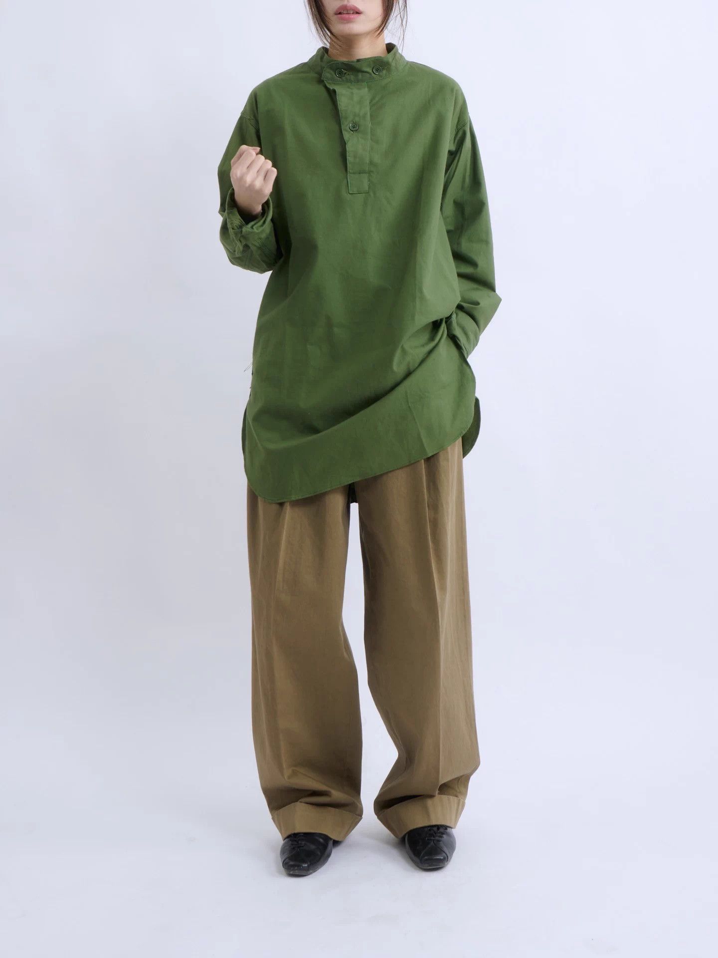 Other SWEDISH ARMY M55 Pullover 55 Early Collarless Green Size US XL / EU 56 / 4 - 2 Thumbnail