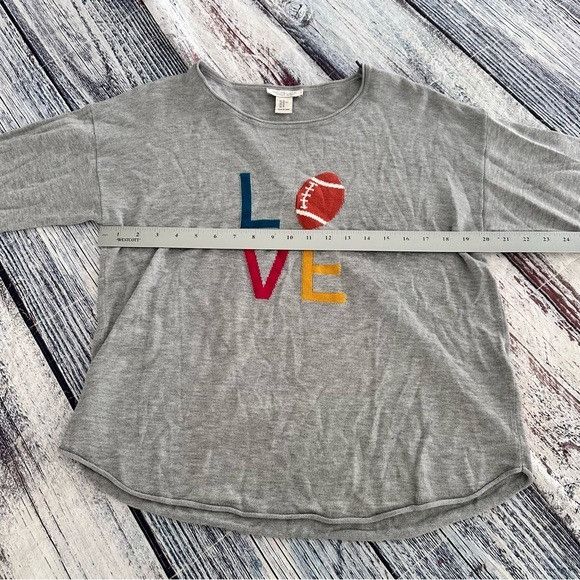 Rachel Zoe Rachel Zoe Gray Cashmere Blend “Love Football” Knit Sweater Size XL / US 12-14 / IT 48-50 - 7 Thumbnail