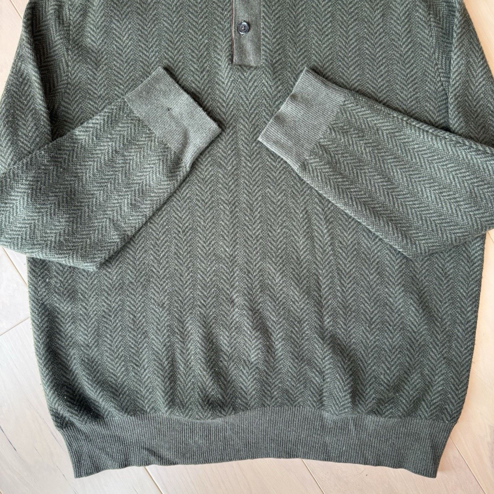 Polo Ralph Lauren Polo Ralph Lauren 1/4 Zip Sweater XL Green Wool Herringbone Size US XL / EU 56 / 4 - 6 Thumbnail