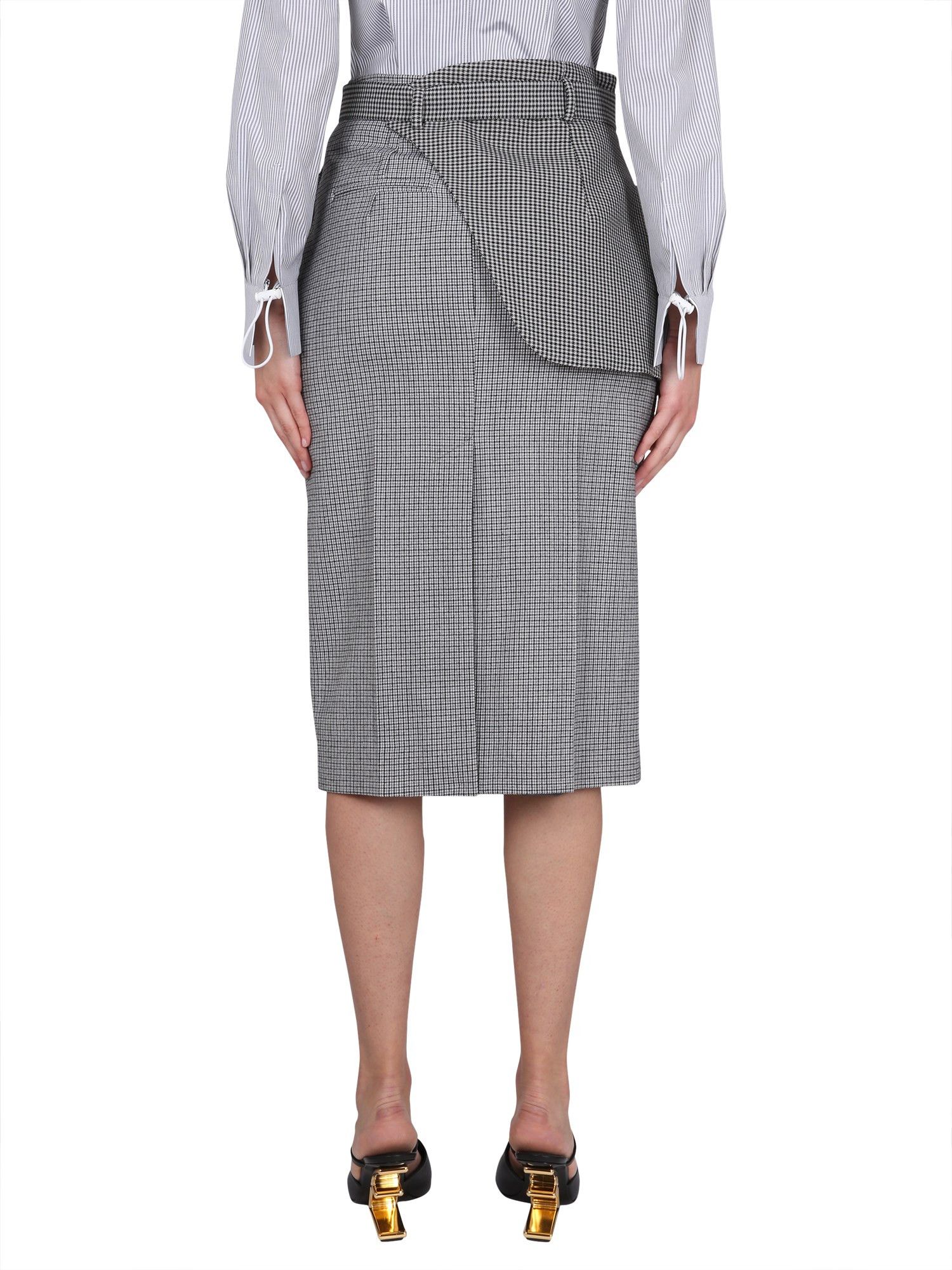 Fendi o1loc1c1024 FQ7268 Houndstooth Midi Skirt in Grey Size 32" / US 10 / IT 46 - 4 Thumbnail
