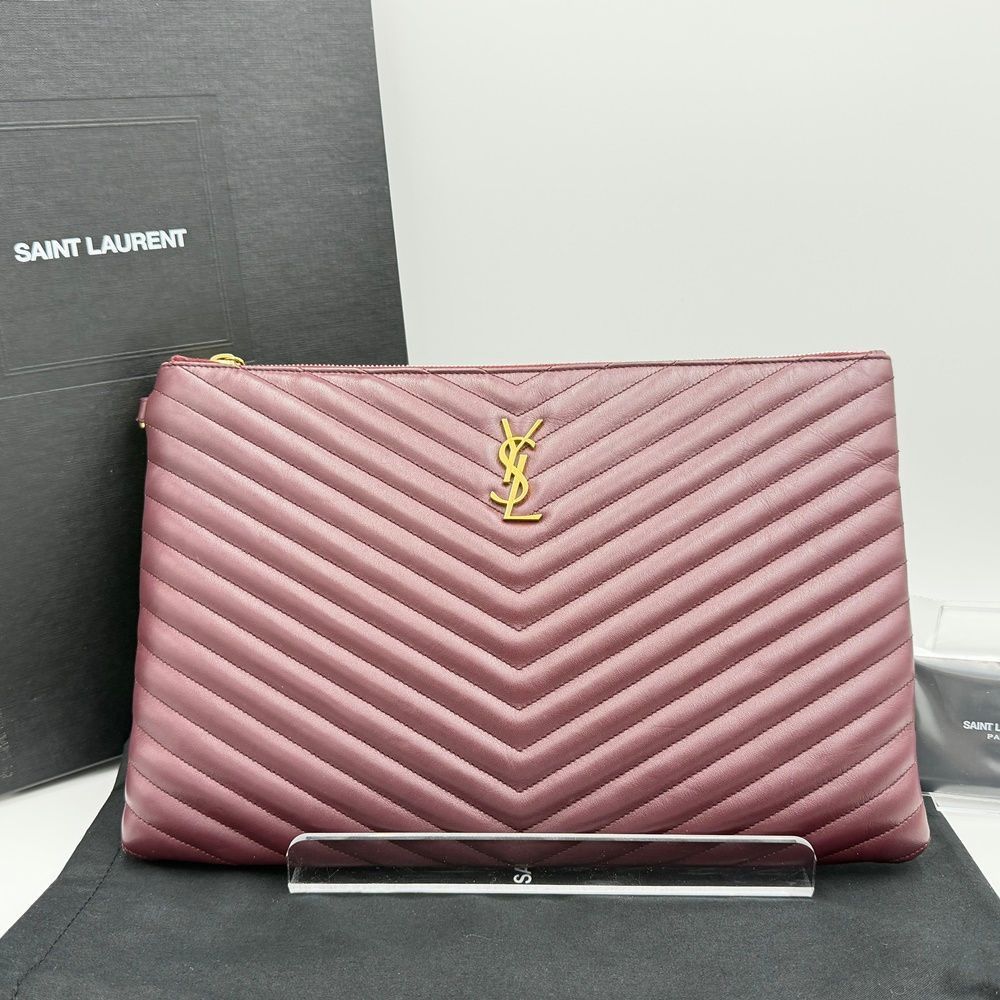 Yves Saint Laurent Monogram Matelassé Large Golden Black Clutch Bag Size ONE SIZE - 1 Thumbnail