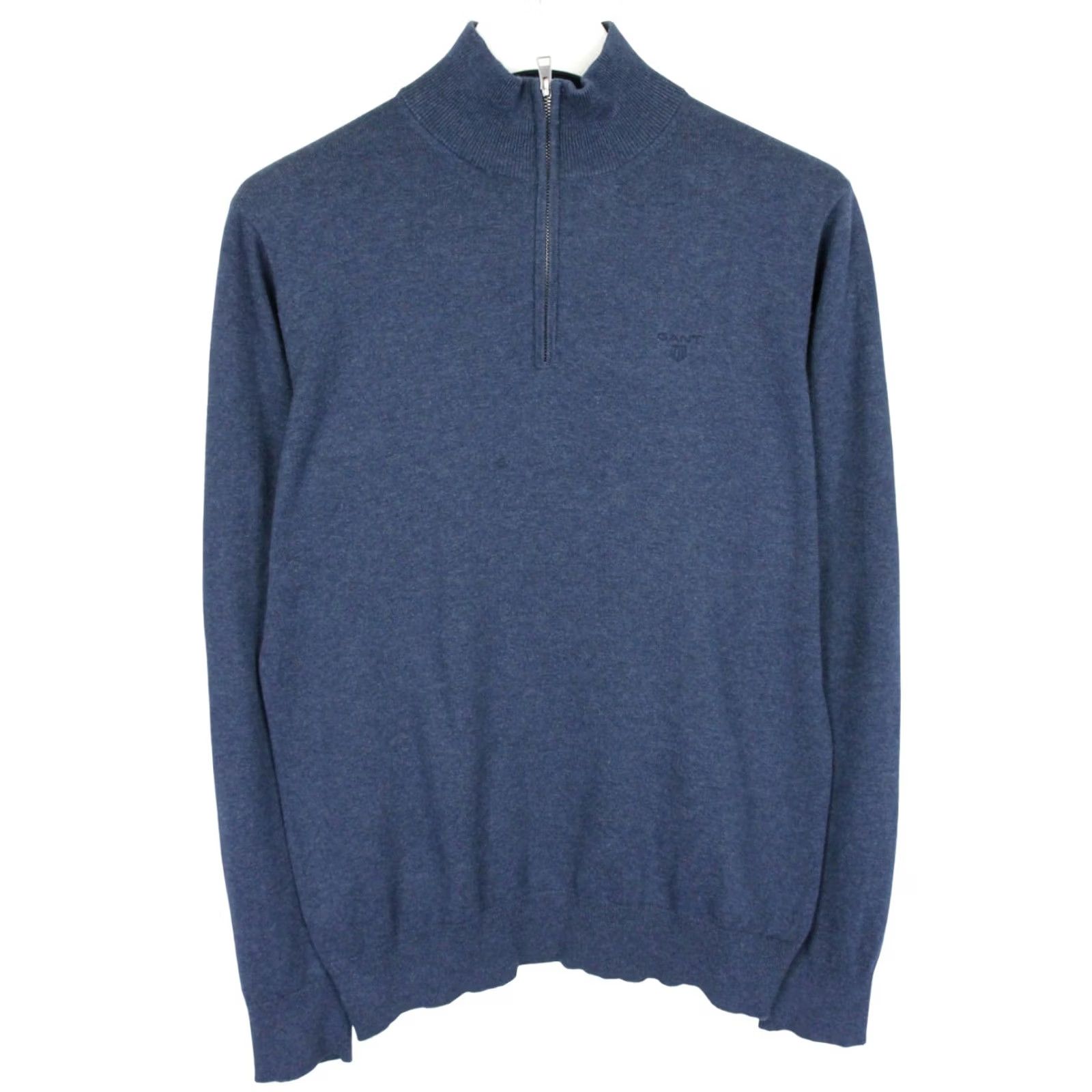Gant GANT Premium Cotton Jumper Men MEDIUM Pullover Half Zip Melange Blue Size US M / EU 48-50 / 2 - 2 Thumbnail