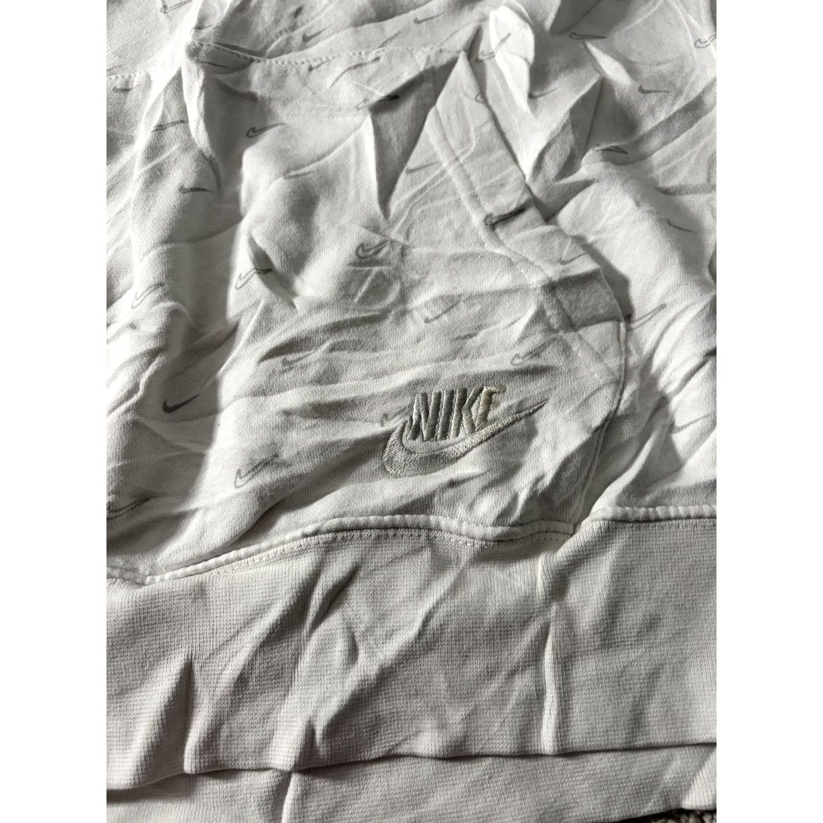 Nike Nike Hoodie Mens Large White Allover Swoosh Logo Fleece Pullover Sweatshirt Size US L / EU 52-54 / 3 - 2 Thumbnail