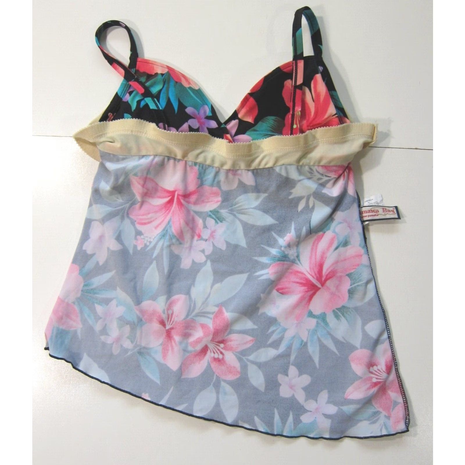 Pinko Jamaica Bay Black Green Pink Floral Hawaiian Built In Bra Tankini Swim Top 10 Size L / US 10 / IT 46 - 6 Thumbnail