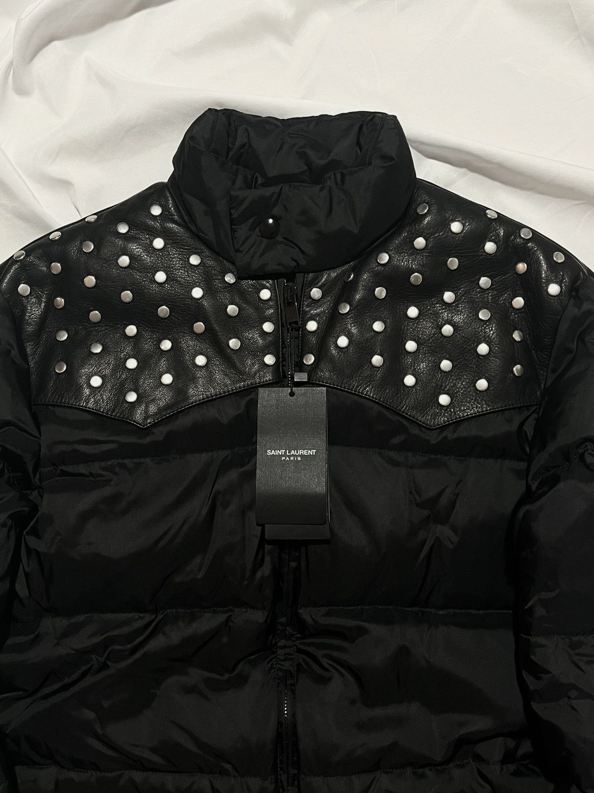 Saint Laurent Paris SAINT LAURENT PARIS 2014 STUDDED PUFFER x LEATHER JACKET Size US S / EU 44-46 / 1 - 2 Thumbnail
