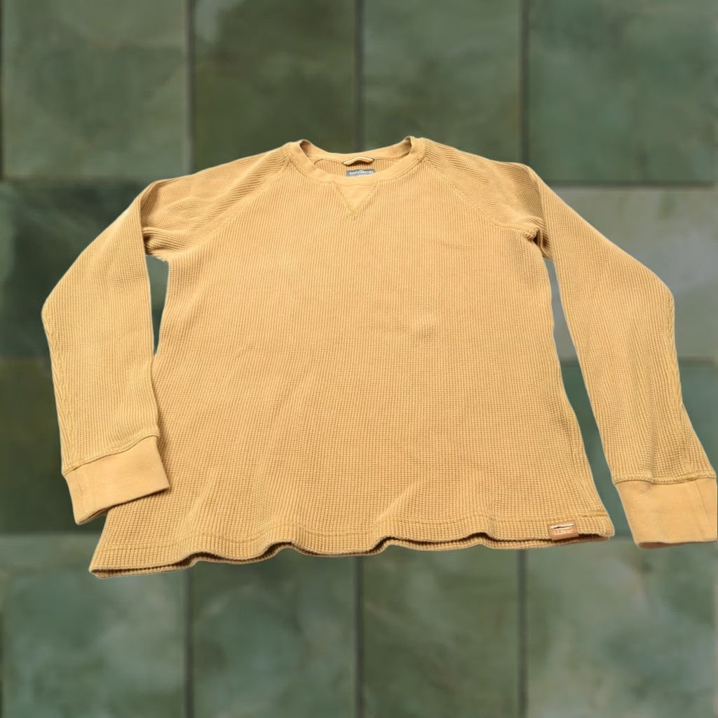 Vintage LL Bean Signature Waffle Knit Thermal Shirt Mens XL Tan Long Sleeve Slim Fit Size US XL / EU 56 / 4 - 1 Thumbnail
