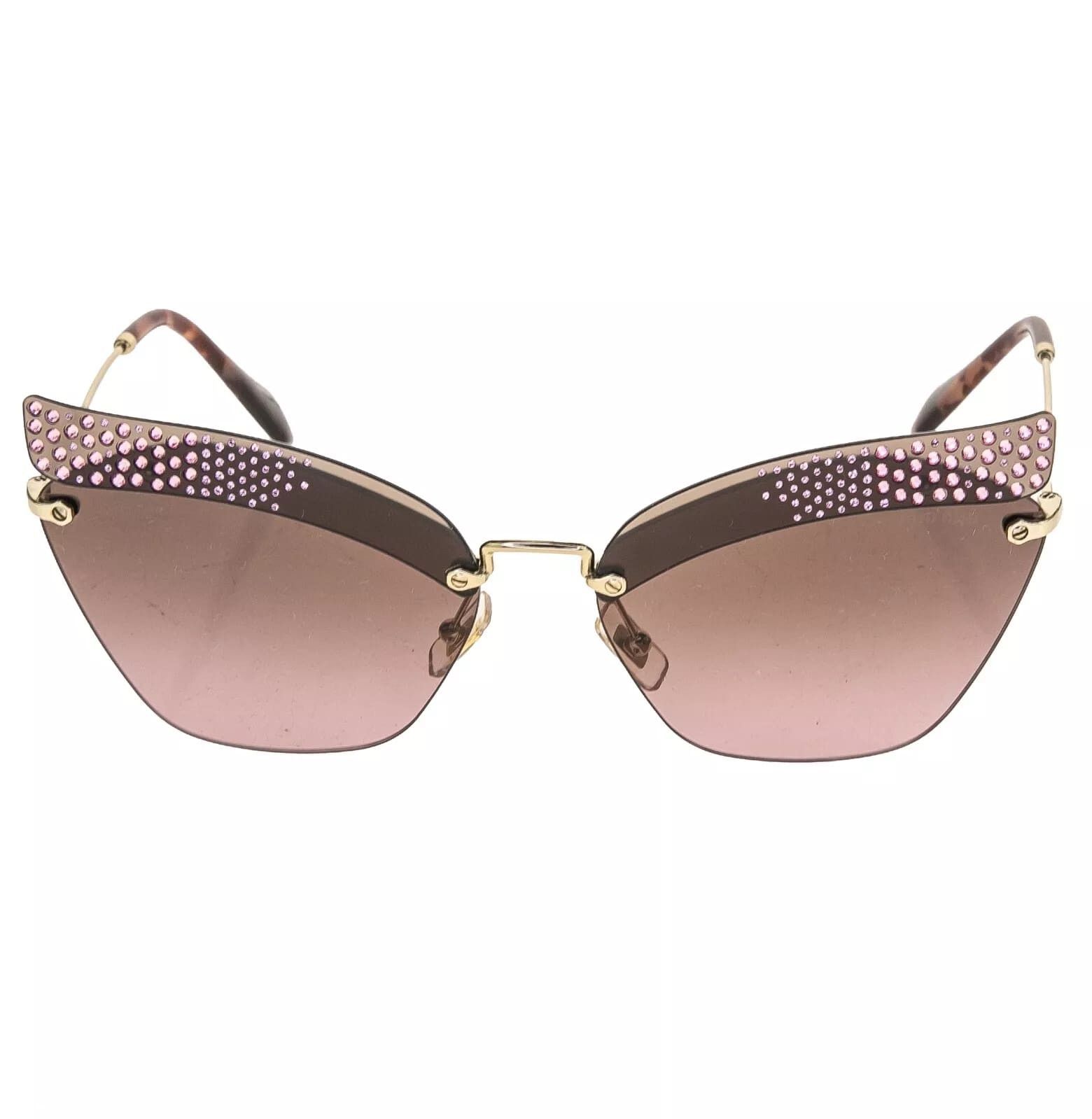 Miu Miu MIU MIU 56T NOIR MU56TS Gold Pink Crystal Rimless Sunglasses Size ONE SIZE - 9 Thumbnail