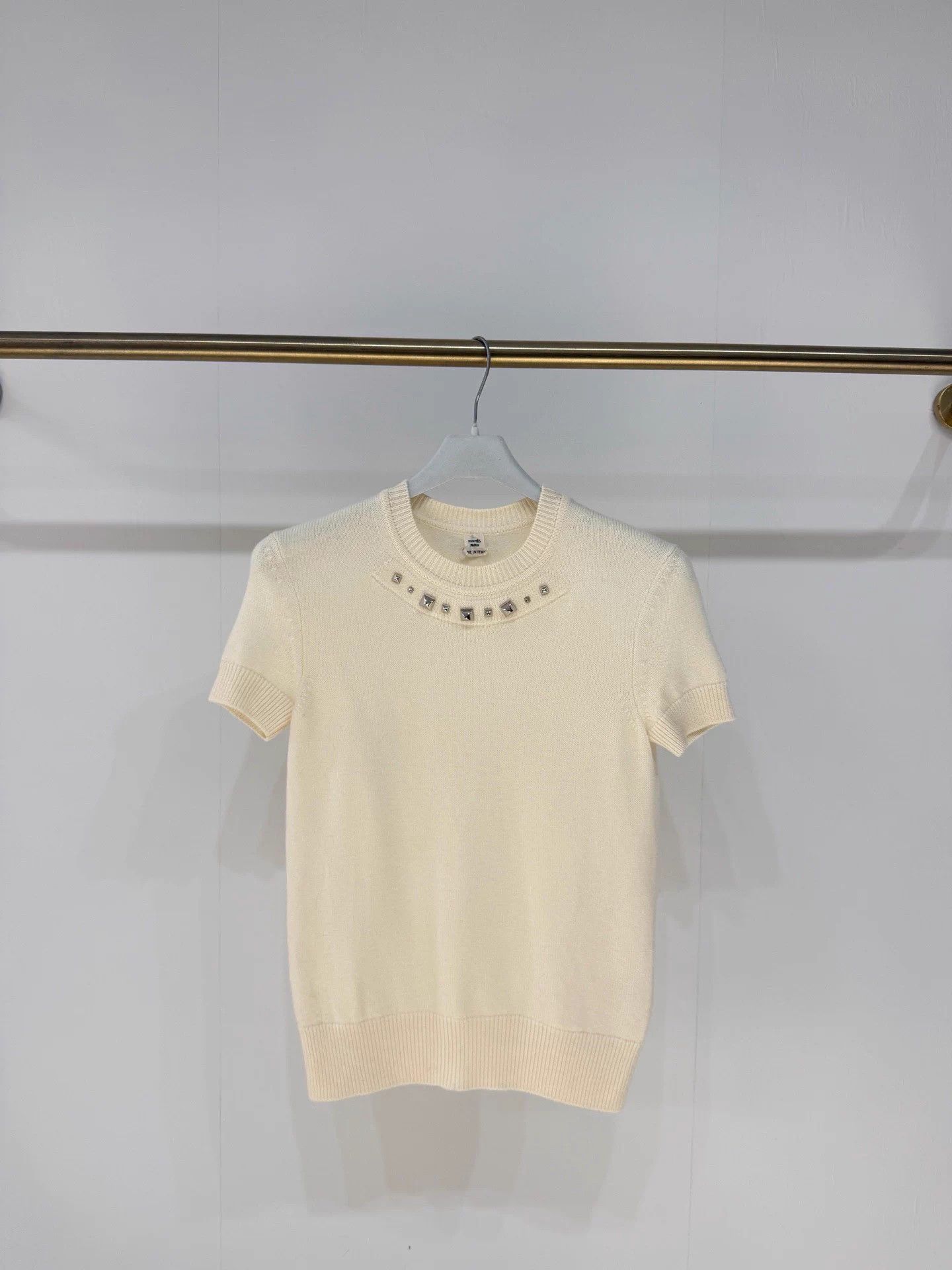 Hermes Hermes Studded Cream Knit Top 36 Size XS / US 0-2 / IT 36-38 - 1 Thumbnail