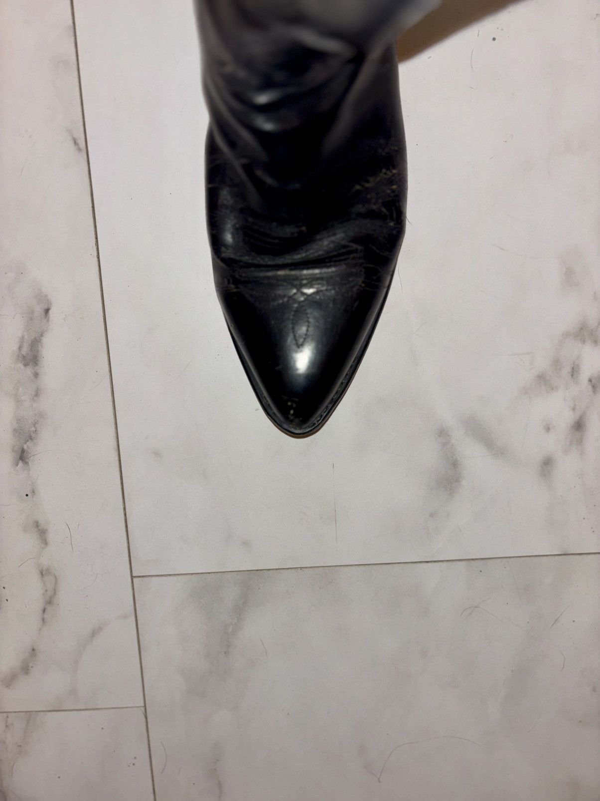 Lucchese 1990s Lucchese Black Cowboy Boots 11.5D Texas Deadstock Size US 11.5 / EU 44-45 - 12 Thumbnail