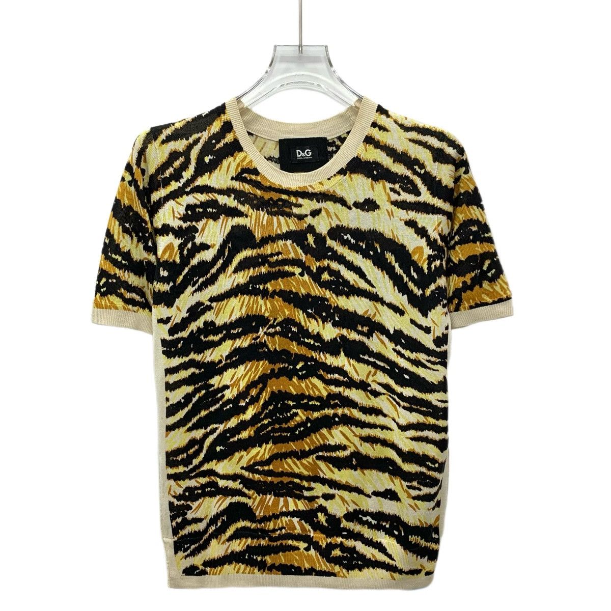 Dolce & Gabbana Dolce & Gabbana Tiger Print Silk Short Sleeve T-Shirt K26WX Size L / US 10 / IT 46 - 1 Thumbnail