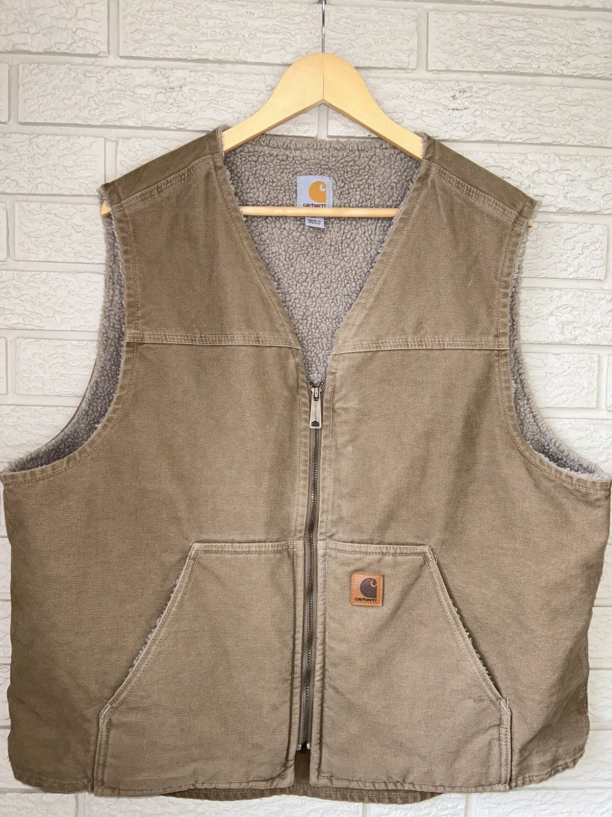 Carhartt Vintage Carhartt Faded Brown Sherpa Lined Vest Size US XL / EU 56 / 4 - 3 Thumbnail