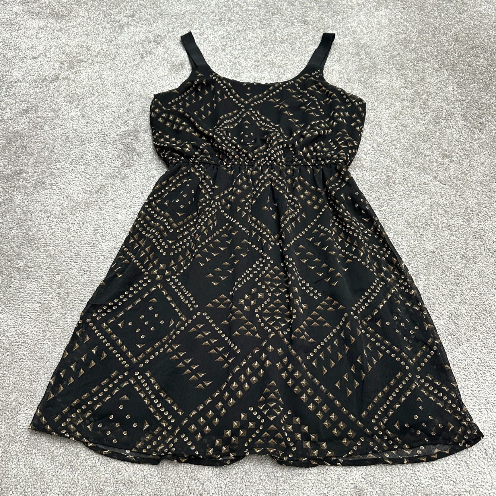 Vintage Xhilaration Dress A-Line Midi Womens Medium Black Geometric Sleeveless Casual Size M / US 6-8 / IT 42-44 - 2 Thumbnail