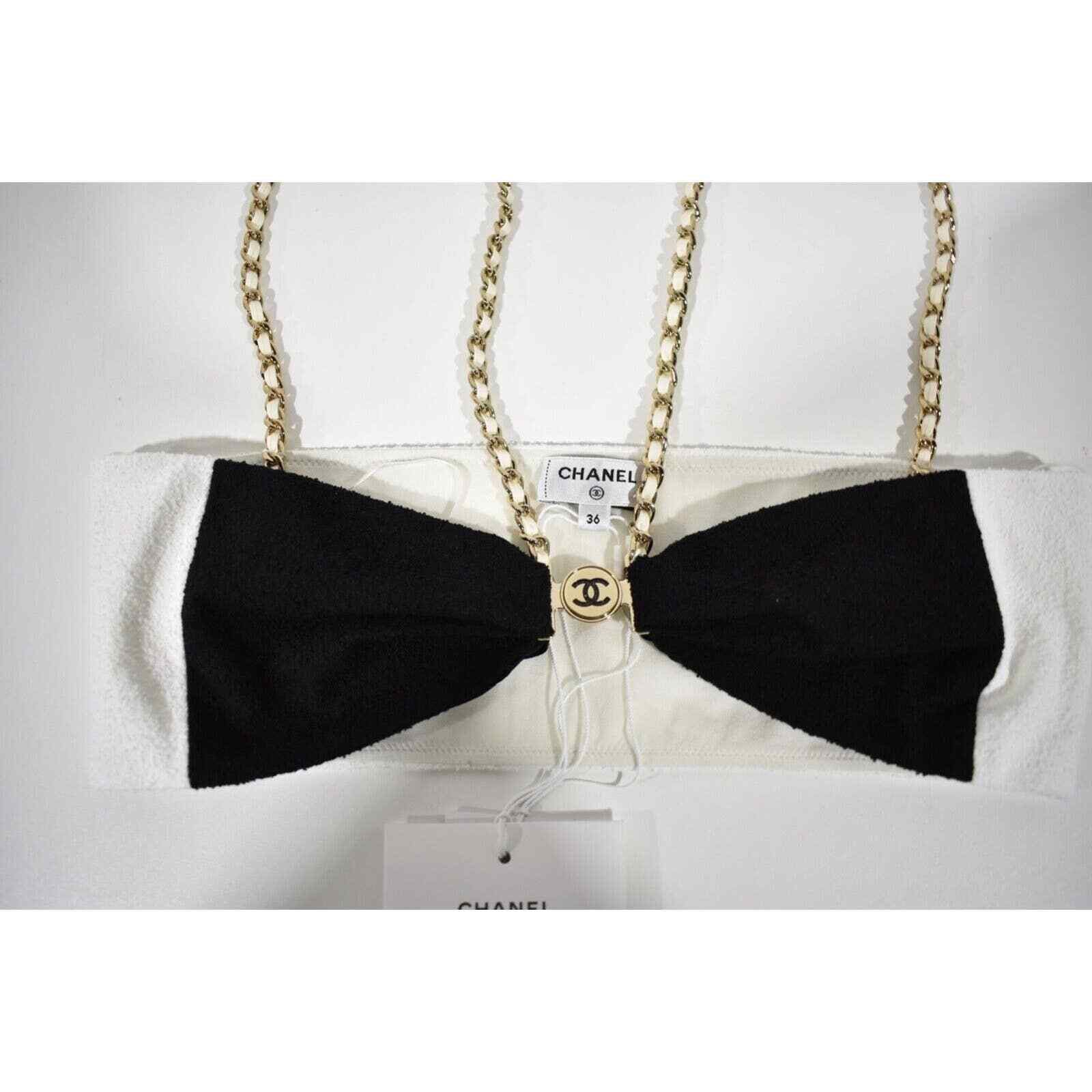 Chanel Chanel 22S Runway Black White Gold Cotton Crepe Top Bra 36 Size XS / US 0-2 / IT 36-38 - 4 Thumbnail